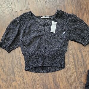 Abercrombie & Fitch Black Puff Sleeve Blouse